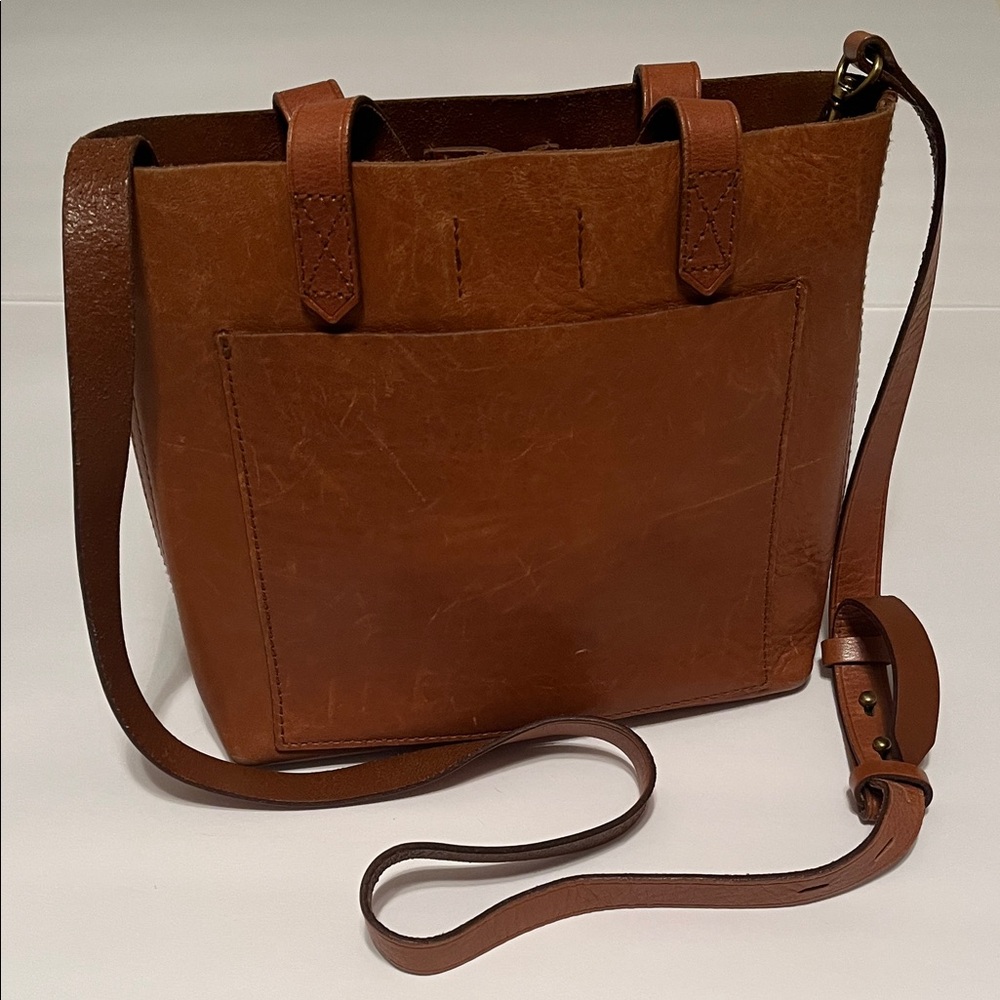 Madewell Small Transport Crossbody English Saddle Brown Leather Tote Bag